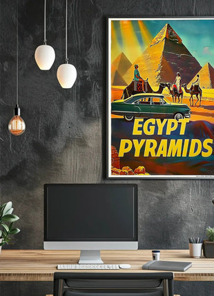 Iconic Pyramids of Egypt Vintage Travel Poster