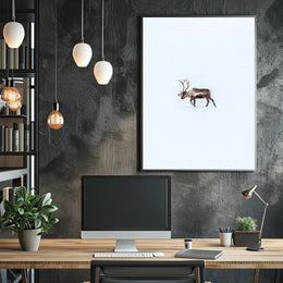 Solitary Reindeer In Snow Poster