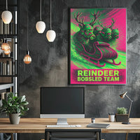 Reindeer Bobsled Team Poster
