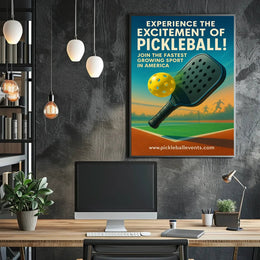 Pickleball Paddle in Action: Vibrant Sports Poster PosterGoat