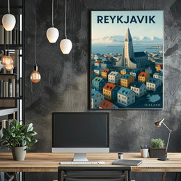 Reykjavik Cityscape Adventure Travel Poster PosterGoat