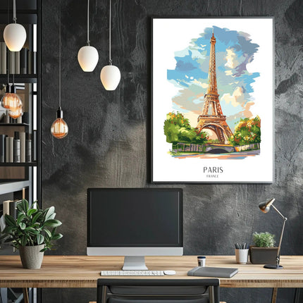 Eiffel Tower Parisian Scenery Art: Travel Poster