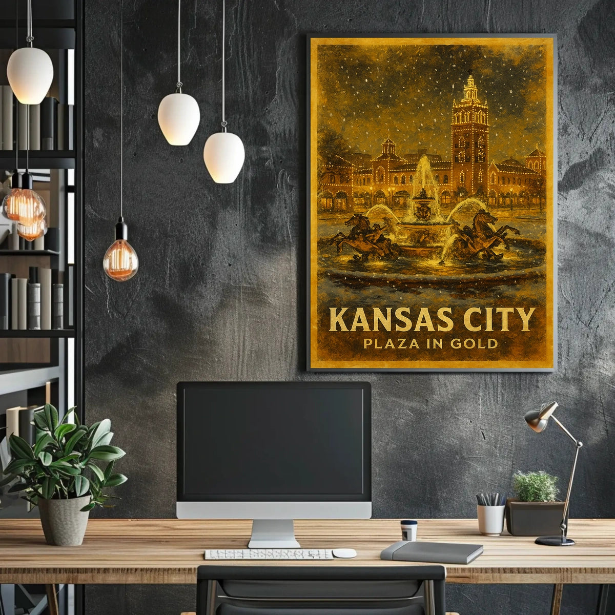 Kansas City Plaza in Gold Poster