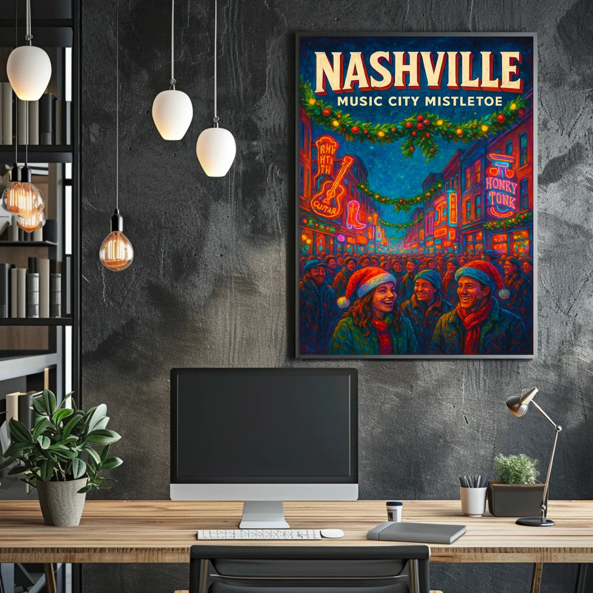Nashville Music City Mistletoe Poster
