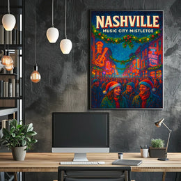 Nashville Music City Mistletoe Poster