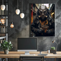 Dystopian Steampunk Survival Poster: Gritty, Mechanical, Urban Atmosphere
