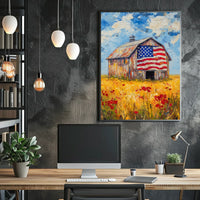 patriotic barn in the countryside Poster