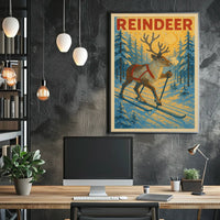 Reindeer On Skis Poster