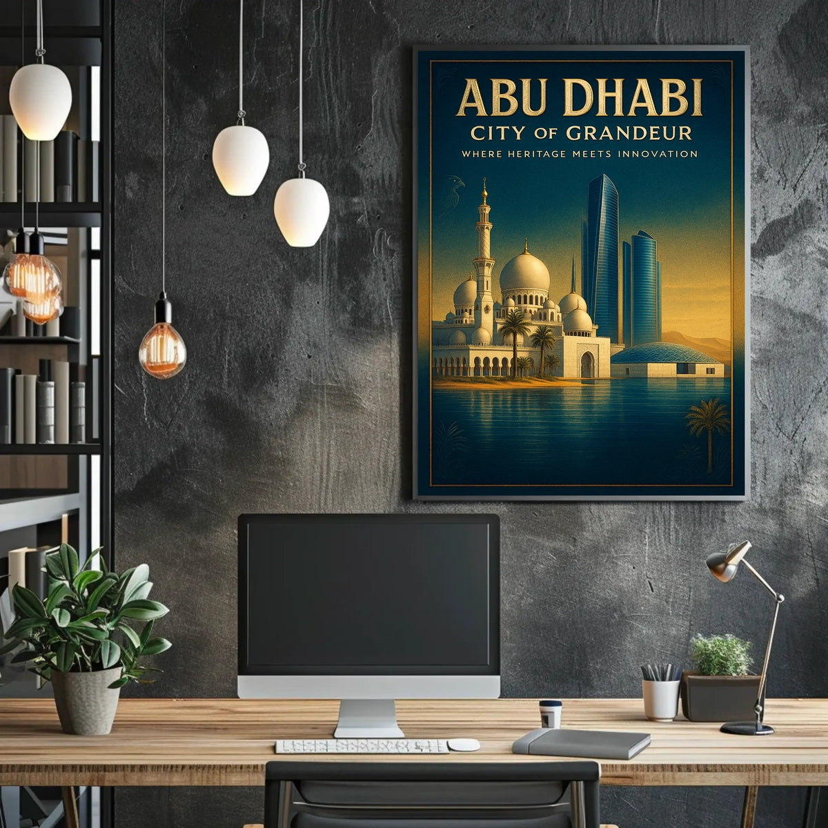 Abu Dhabi's Iconic Landmarks in Urban Cityscape Poster