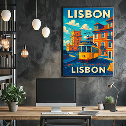 Lisbon Vintage Travel Vintage Poster