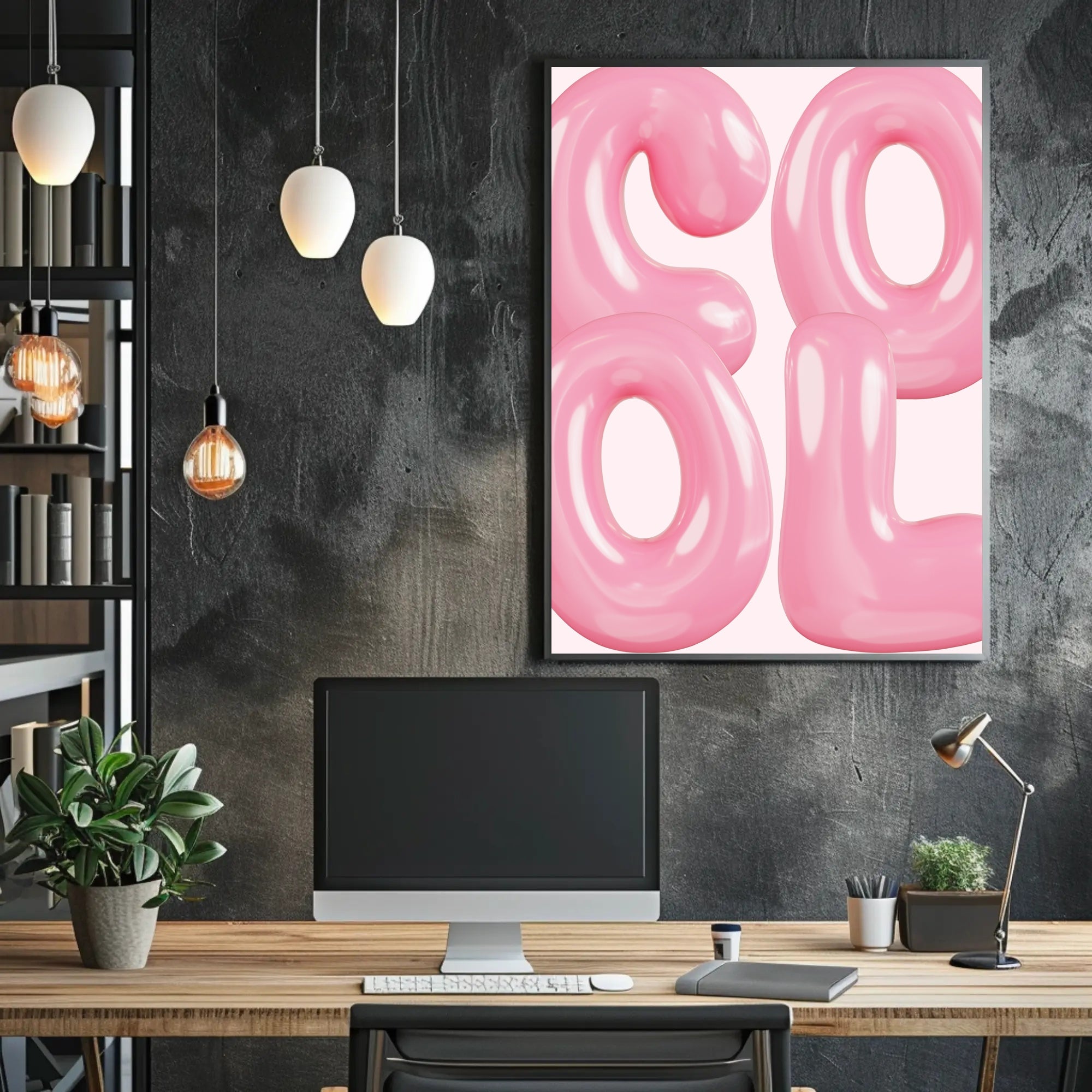Pastel Pink Abstract Letters Artistic Poster PosterGoat