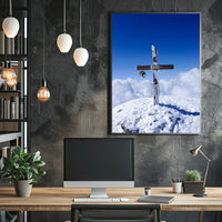 Cross On A Snowy Peak Poster