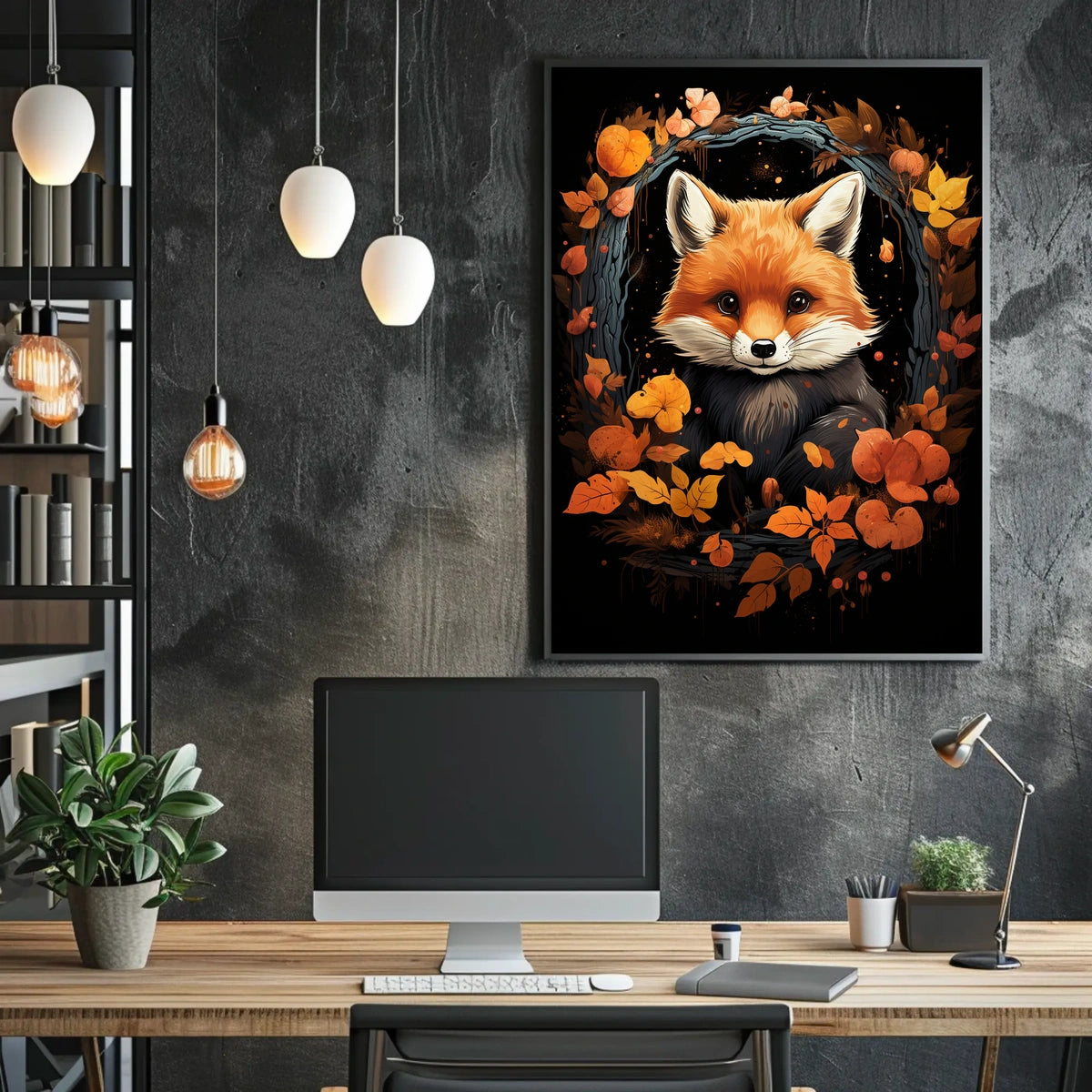 Red Panda Autumnal Whimsy Art Poster Decor