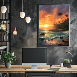 Tropical Sunset Serenity on Beach Travel Poster