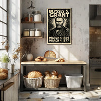 Ulysses S. Grant 18th President of the United States B & W Comic Sketch Poster
