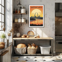 Gateway Arch Sunset Poster Travel Wall Art Print