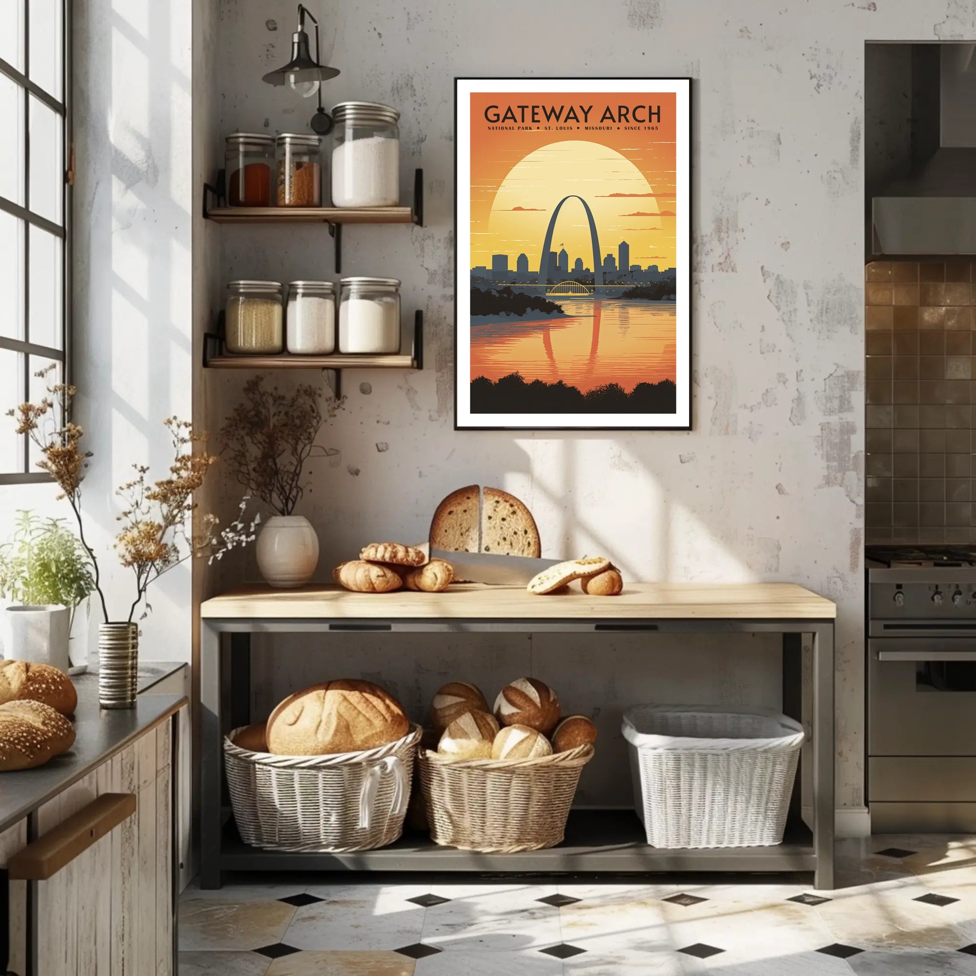 Gateway Arch Sunset Poster Travel Wall Art Print