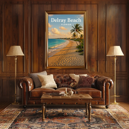 Delray Beach Florida Oceanfront Sand Sunset Travel Poster