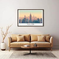 New York City Skyline Illustration Poster Modern Wall Art