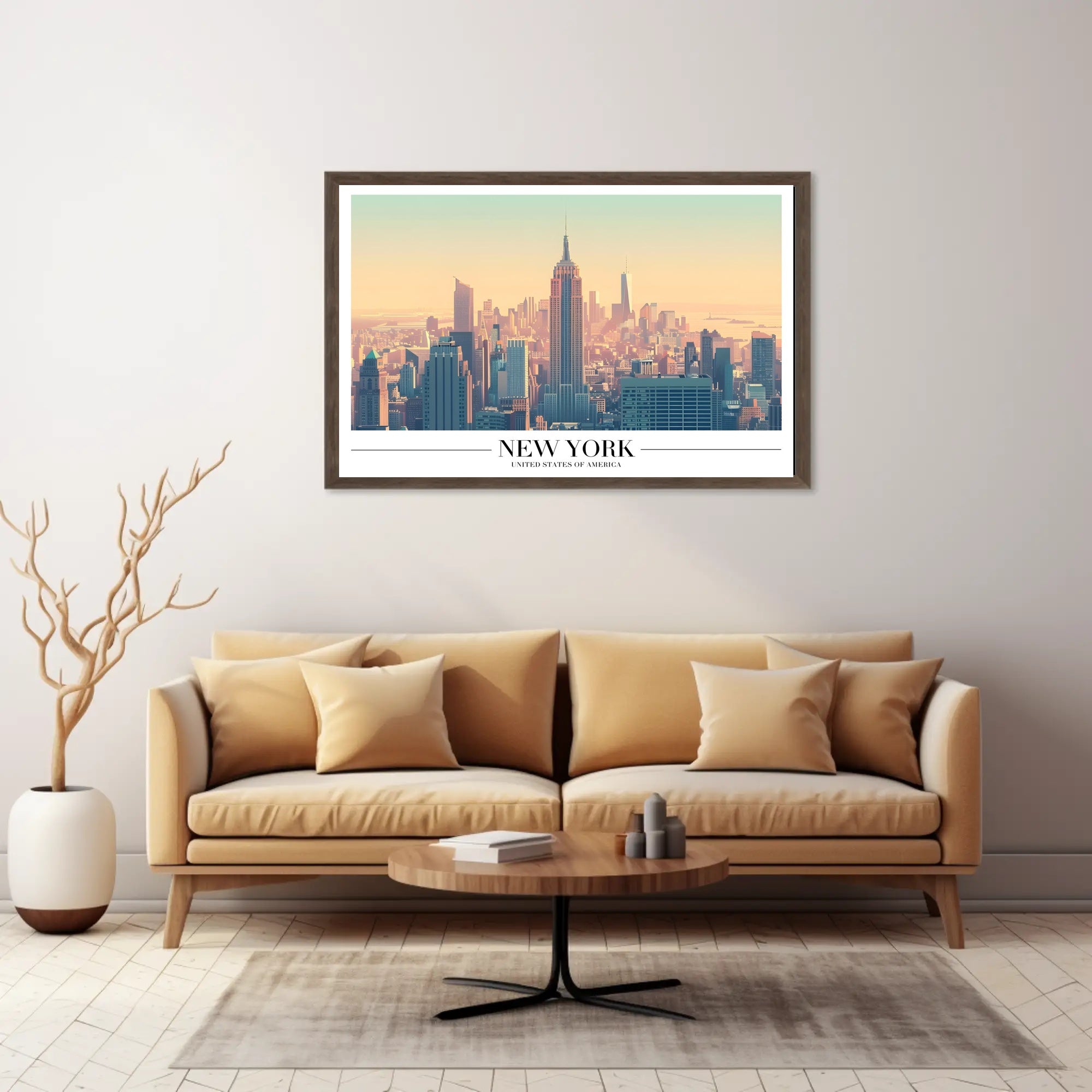 New York City Skyline Illustration Poster Modern Wall Art