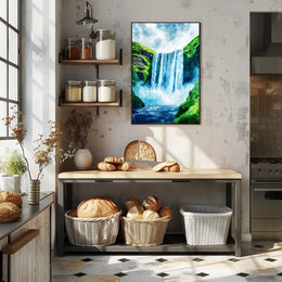 Iceland Skgafoss Waterfall Landscape Poster