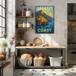 Amalfi Coast Poster Wall Art Coastal Decor Italy 18x24 Inches