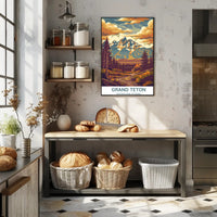 Grand Teton National Park Vintage Illustration National Park Poster