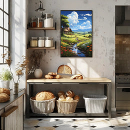 Serene Countryside Retreat: Idyllic Landscape Art Poster