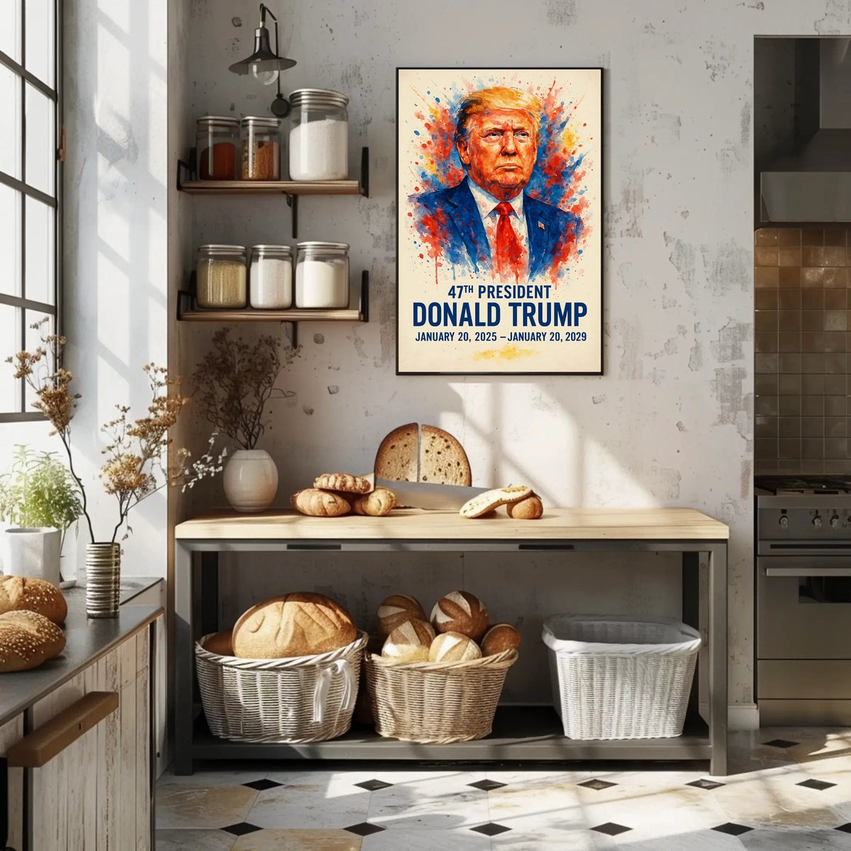 Donald Trump Watercolor Portrait Patriotic Poster