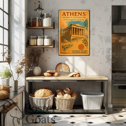 Athens Parthenon Vintage Travel Poster
