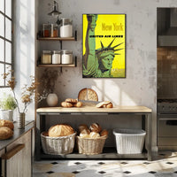 New York City Skyline Poster Vintage Travel Wall Art