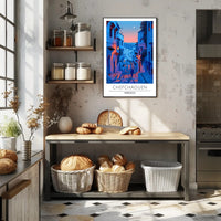 Chefchaouen Twilight: Dreamy Moroccan Urban Cityscape Poster