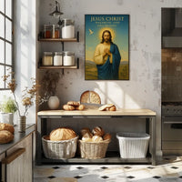 Religious Figure Prayer Scene: Cultural or Heritage Poster