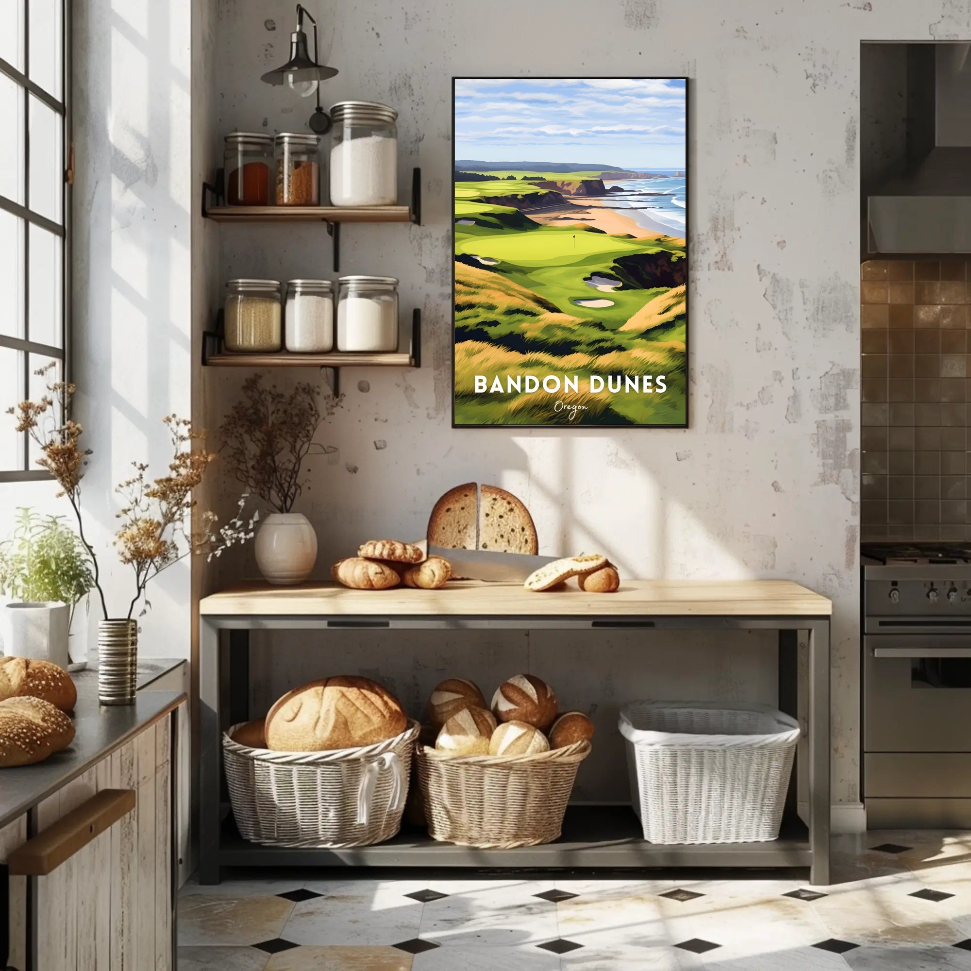 Bandon Dunes Coastal Golf Scene Sports Poster