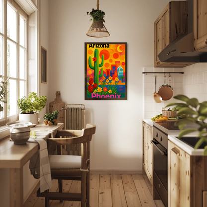 Arizona Phoenix Skyline Vintage Travel Poster Art