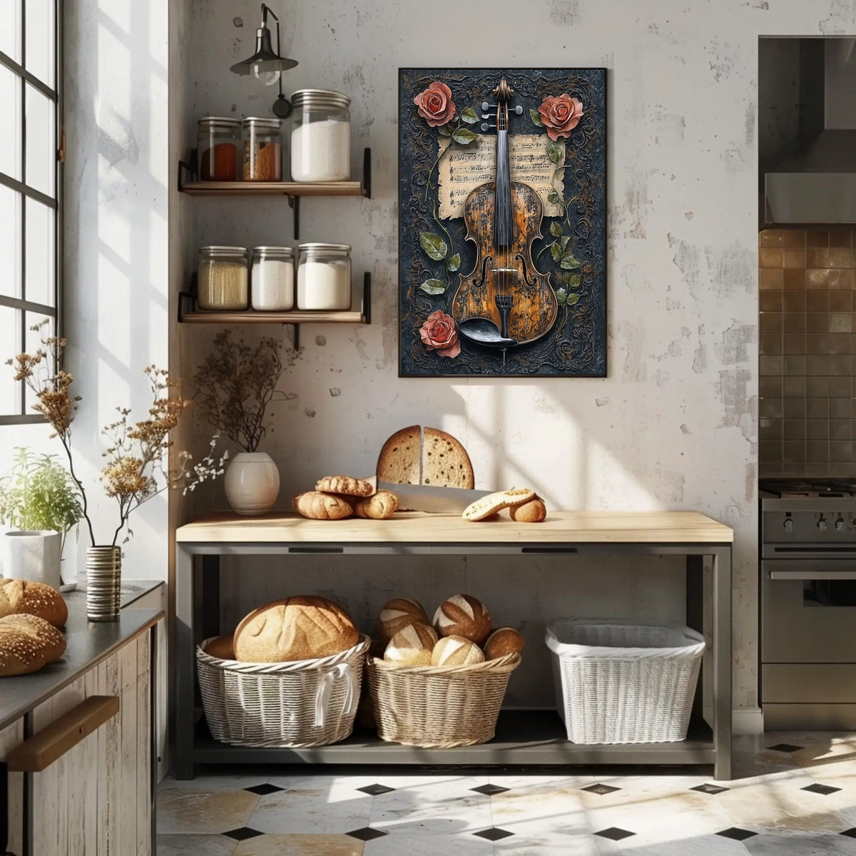 Violin Symphony with Roses Art Print Poster
