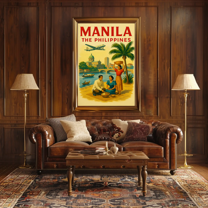 Manila Philippines Bridge Market Heritage Scene Poster