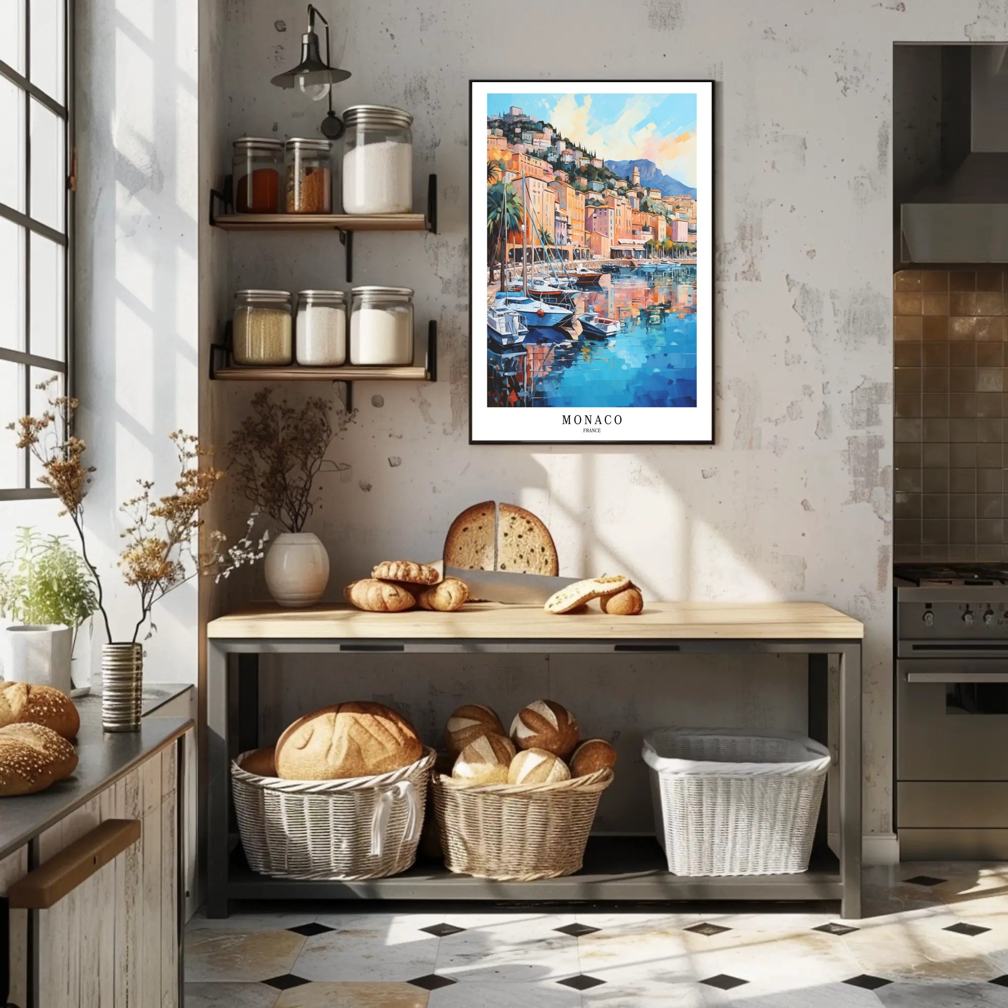 Monaco Harbor Impressionistic Style Travel Poster PosterGoat