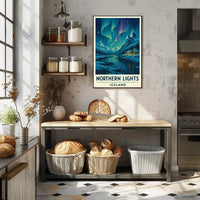 Northern Lights Over Iceland Winter Travel Poster PosterGoat