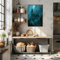 Gothic Church and Graveyard Eerie Landscape Poster PosterGoat