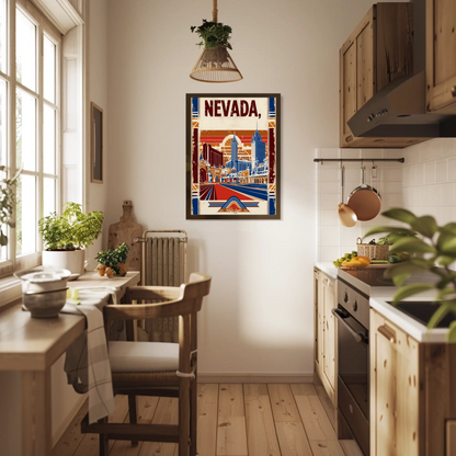 Nevada USA Desert Skyline Retro Vintage Travel Poster