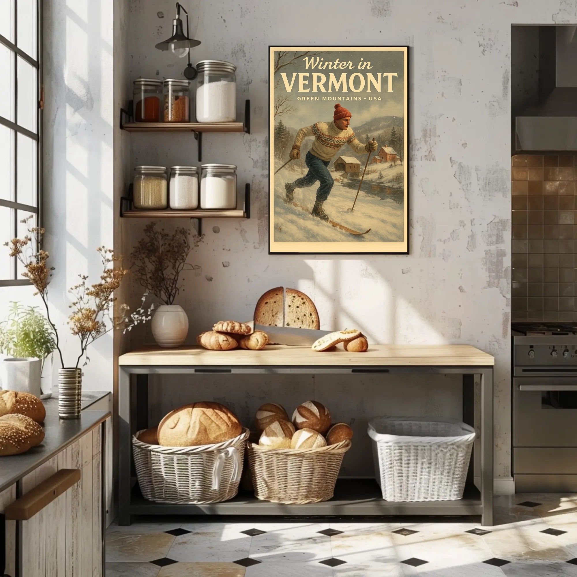 Vermont Winter Scenic Poster Wall Art Print