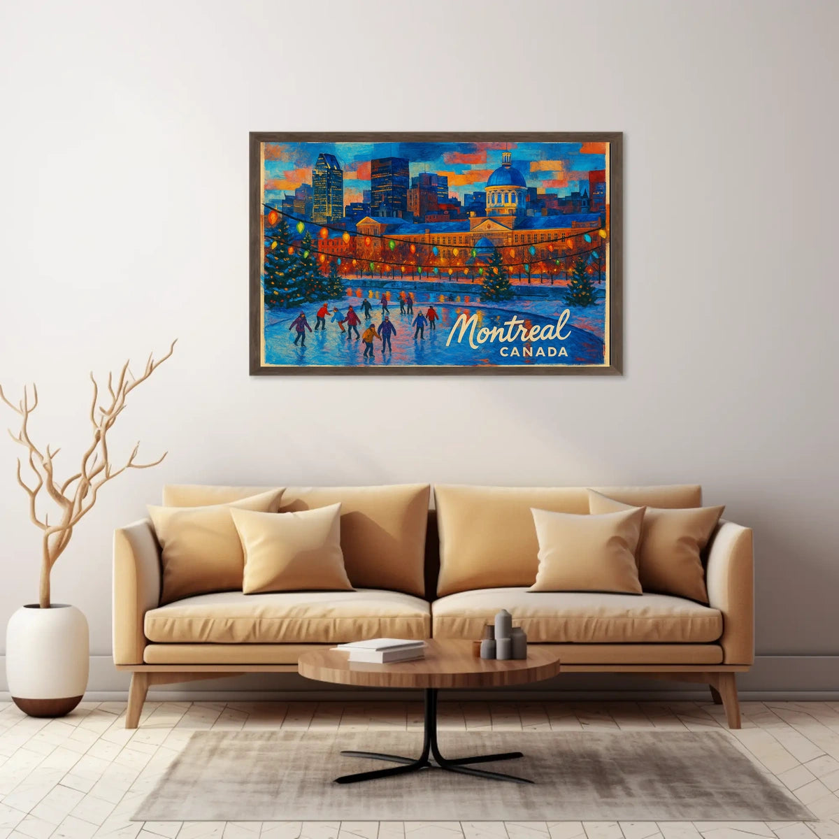 Montreal Cityscape Winter Travel Photography Realism Impressionism Canadian Snowy Urban Landscape Poster