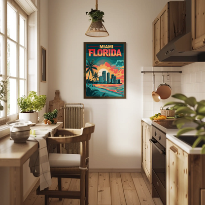 Miami Florida Sunset Vintage Poster