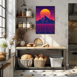 Retro-Futuristic Synthwave Sunset Futuristic Sci-Fi Poster