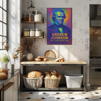 Andrew Johnson 17th President of the United States Neon Gradient Overlay Poster