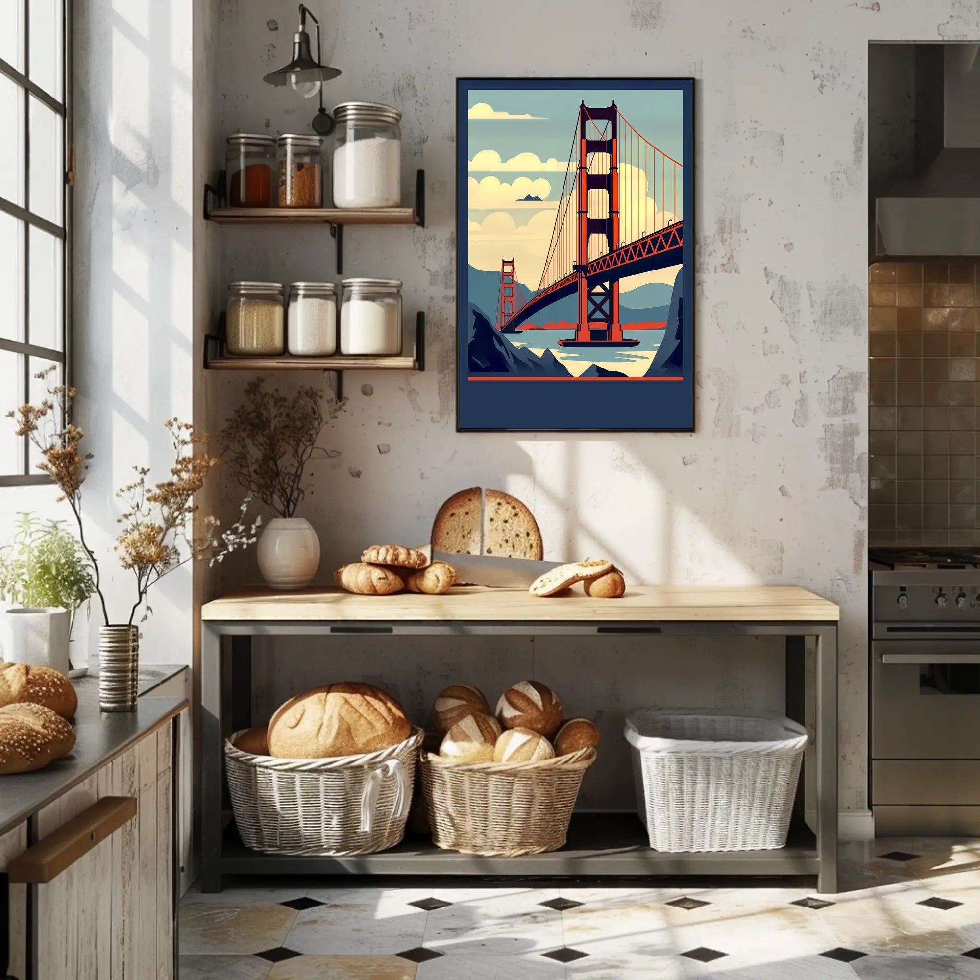 Iconic Bridge Illustration Poster