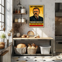 Theodore Roosevelt 26th President of the United States Inked Comic Style Poster