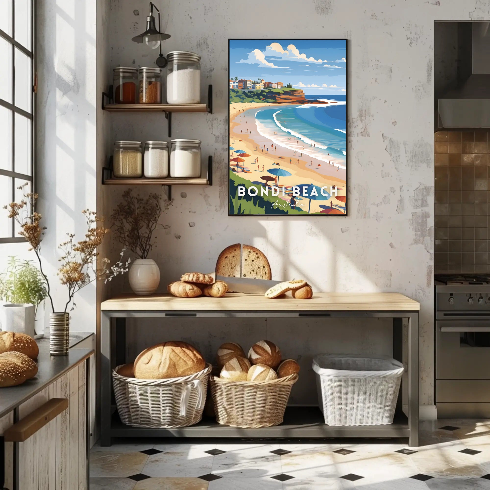 Bondi Beach Vintage Travel Artwork Poster