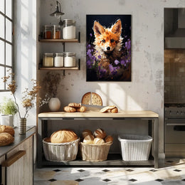 Vivid Fox in Enchanting Floral Wonderland Poster